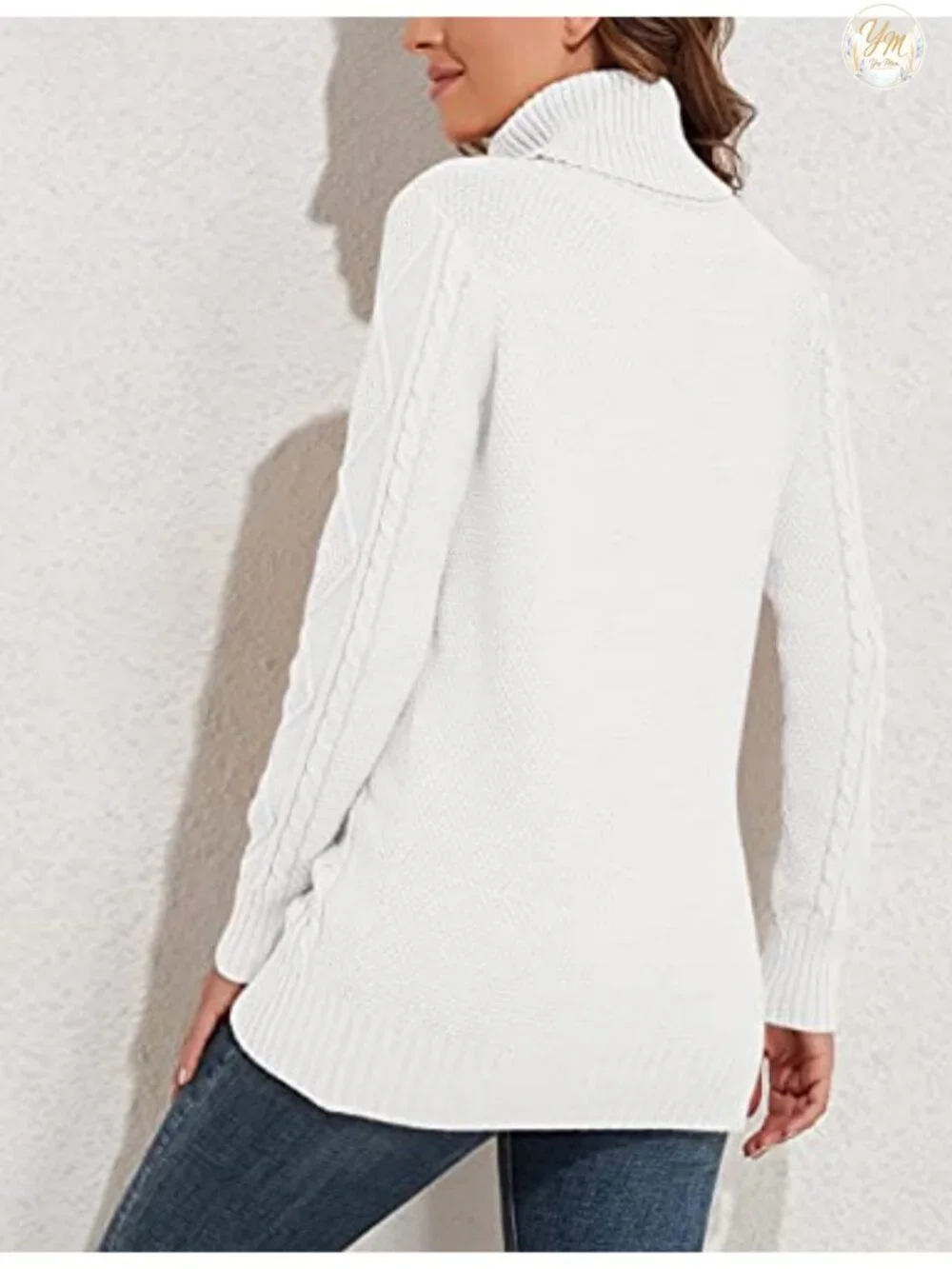 Plus Size Turtleneck Cable Knit Tunic Sweater Women Cozy Long Sleeve Winter Top